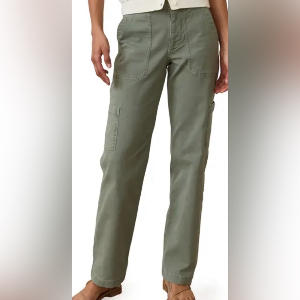 Dkny Jeans Green Khaki Cargo Ankle Pants, Relaxed Fit, Size Large, Cotton Blend
